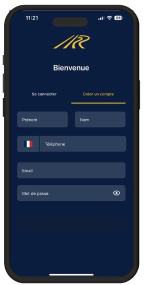 CaRool, stage 1: FleetCheck 'Bienvenue' screen with tabs 'Se connecter / Créer un compte' and fields Prénom