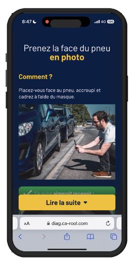 CaRool, stage 3: Driver web app pre-capture tutorial 'Prenez la face du pneu en photo - Comment ?': photo o