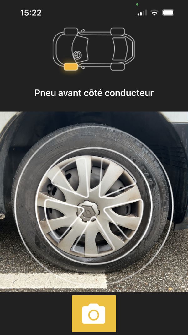 TyreSwift, stage 3: Sibling native app wheel-face capture for 'Pneu avant cote conducteur' (front driver): sam